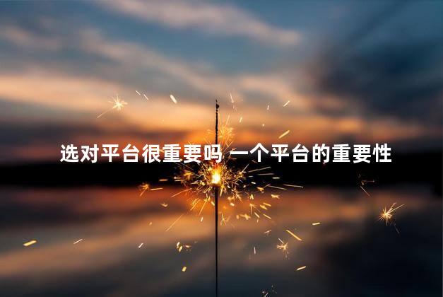 选对平台很重要吗 一个平台的重要性